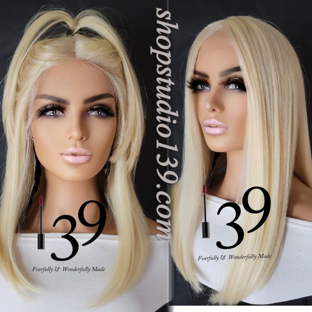 Human hair bob wig with middle part